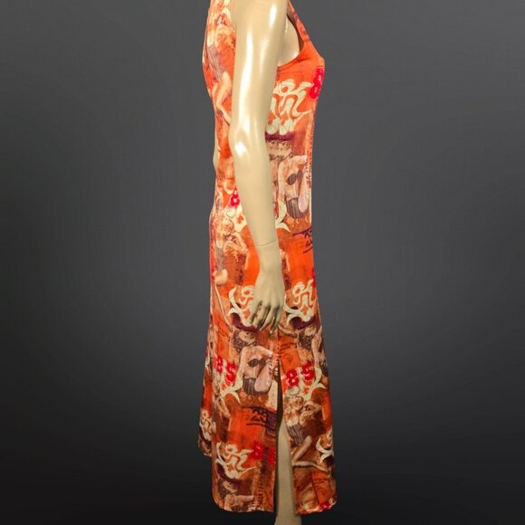 Vintage 90s Y2K Pinup Girl Print Blokette Varsity Numbers Maxi Dress size M/L - Picture 10 of 12